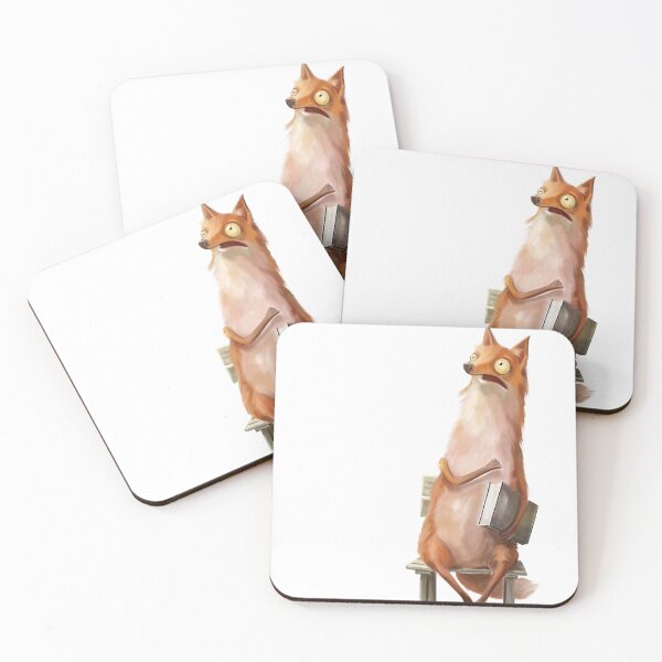 Item preview, The Startled Bookworm Fox | Funny Literary Art Print designed and sold by jassoart.