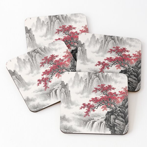 Item preview, Red Maple Cliff Ink Painting  designed and sold by catelineolison.