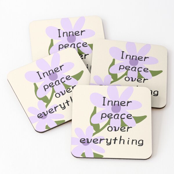 Item preview, ​Inner peace over everything purple floral aesthetic mental health quote sticker designed and sold by ZestyMood2.