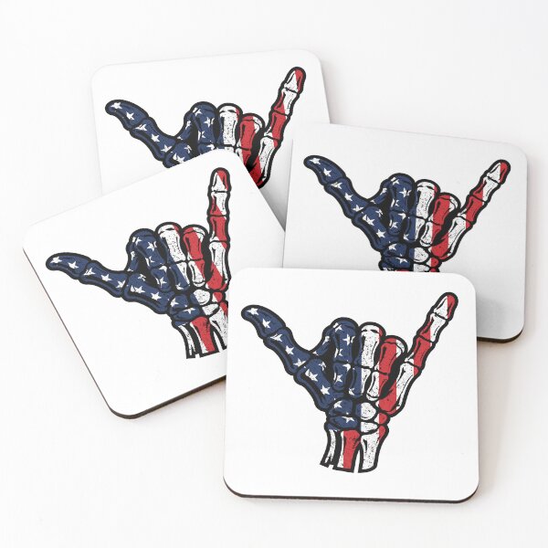 Item preview, Vintage Hang Loose Skeleton - American Flag Shaka Sign designed and sold by Marshallamoakohene.
