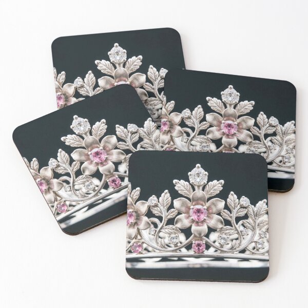 Item preview, Silver Floral Tiara Crown with Pink Gemstones and Diamonds designed and sold by MFMart.