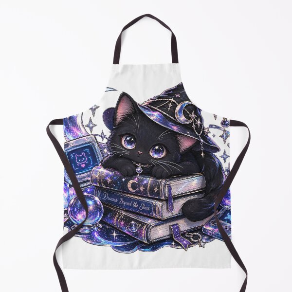 Item preview, Cosmic Black Cat Witch with Galaxy Spellbooks and Stars designed and sold by IzTRisa.