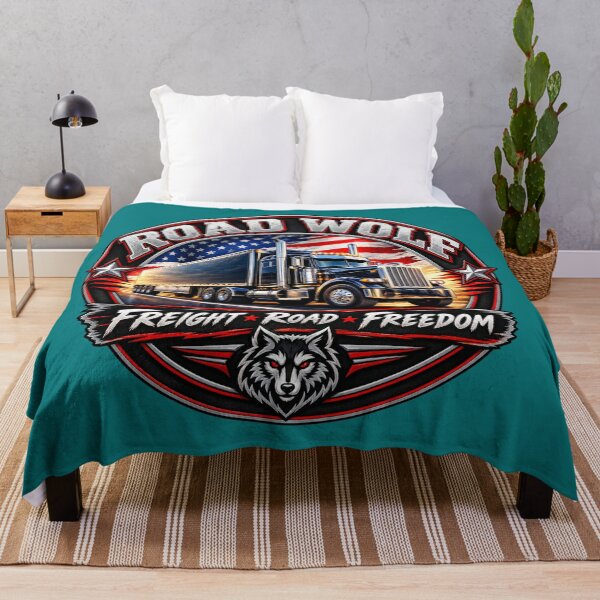 Item preview, Road Wolf Freight Road Freedom American Trucker Emblem Kierowca tira designed and sold by WarriorVision.