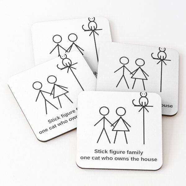 Item preview, Stick Figure Family One Cat Who Owns the House designed and sold by porchswings.