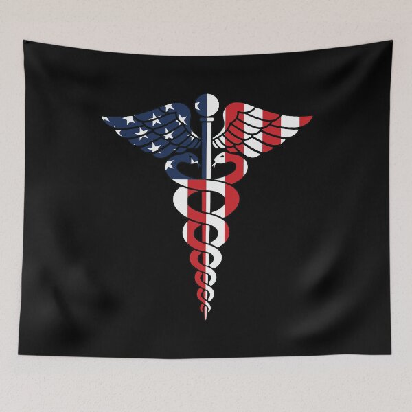 Item preview, American Flag Caduceus - Patriotic Nurse Medical Symbol designed and sold by Marshallamoakohene.