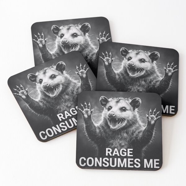 Item preview, Rage Consumes Me Funny Opossum Sarcastic Meme designed and sold by gear-posters.