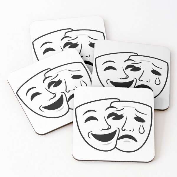 Item preview, Comedy and Tragedy Theater Masks Line Art designed and sold by Sybille-Yates.