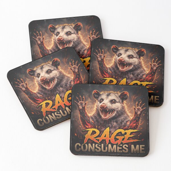 Item preview, Rage Consumes Me Fiery Heavy Metal Opossum Screaming Meme designed and sold by gear-posters.
