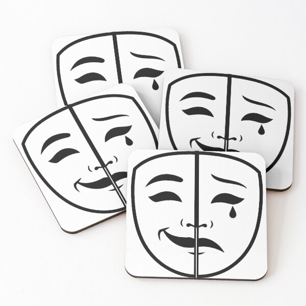 Item preview, Comedy and Tragedy Theater Masks Line Art designed and sold by Sybille-Yates.