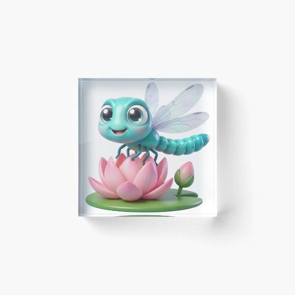 Item preview, Cute Dragonfly on a Pink Lotus Flower designed and sold by Thanat Studio.