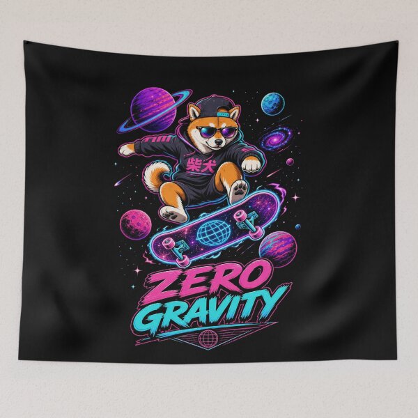 Item preview, Space Skater Shiba Inu - Zero Gravity designed and sold by digital.stickerperso.com.