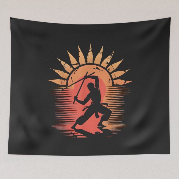 Item preview, Filipino Martial Arts Kali Stick Warrior Sunburst Silhouette designed and sold by BUNNIES-EL.