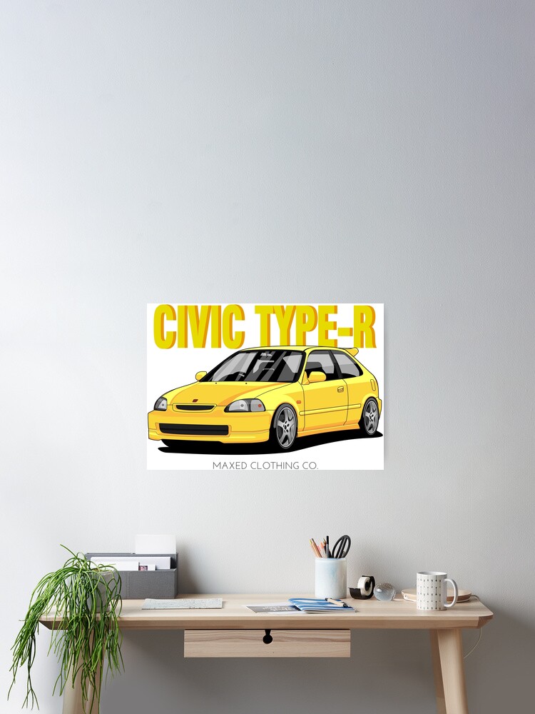 Civic Type R 1997 Yellow Poster By Monstta Redbubble