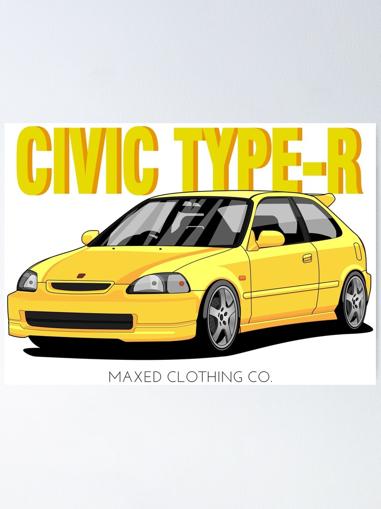 Civic Type R 1997 Yellow Poster By Monstta Redbubble