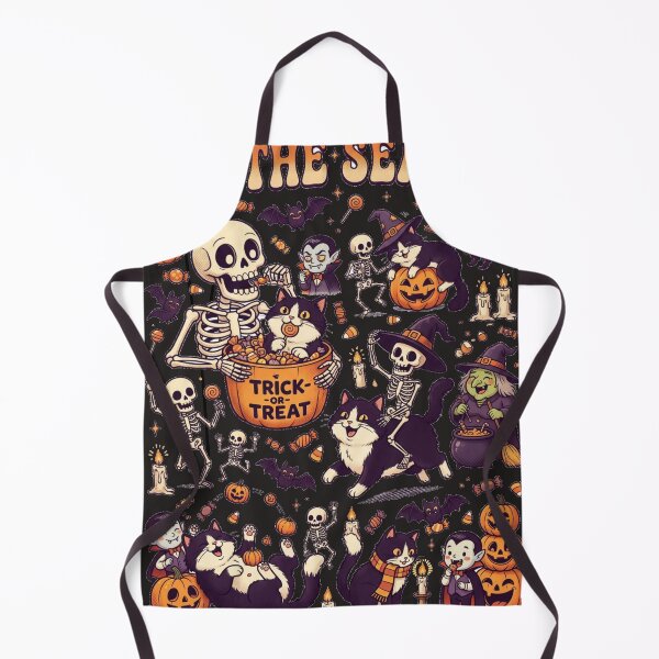 Item preview, Tis The Season Halloween Cats | Spooky Cute Tuxedo Cat Skeleton Witch Sticker Pattern designed and sold by DesignArtique.