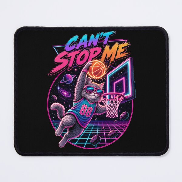Item preview, Retro Synthwave Dunking Cat - Can't Stop Me designed and sold by digital.stickerperso.com.