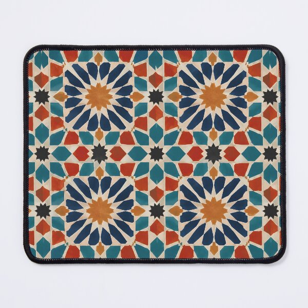 Item preview, Moroccan Tiles Seamless Pattern Canvas Print | Bold Terracotta & Cobalt Zellige Wall Art | Modern Mudéjar Geometric Mosaic Poster | Ethnic Kitchen Backsplash Decor designed and sold by SergioMiklos.