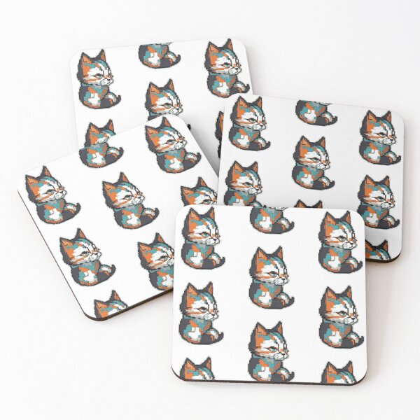 Item preview, Sleepy Cat Pixel Art designed and sold by Coated-Store.