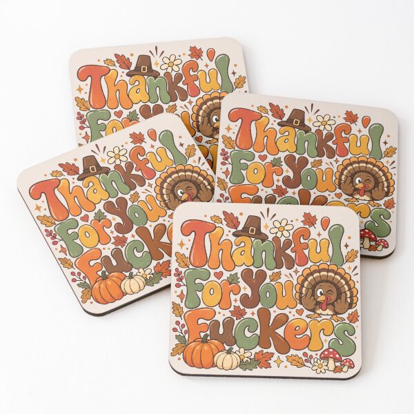 Item preview, Thankful For You Fuckers Funny Thanksgiving Quote, Retro Fall Holiday Humor, Sarcastic Friendsgiving Party, Vintage Thanksgiving Aesthetic designed and sold by Quiajia.