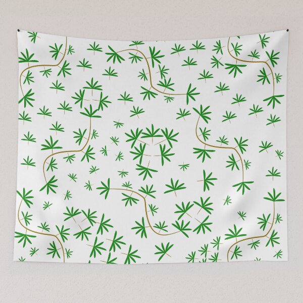 Item preview, Green Leafy Branches and Scattered Foliage Botanical Pattern on White Background designed and sold by Ei-Ei.
