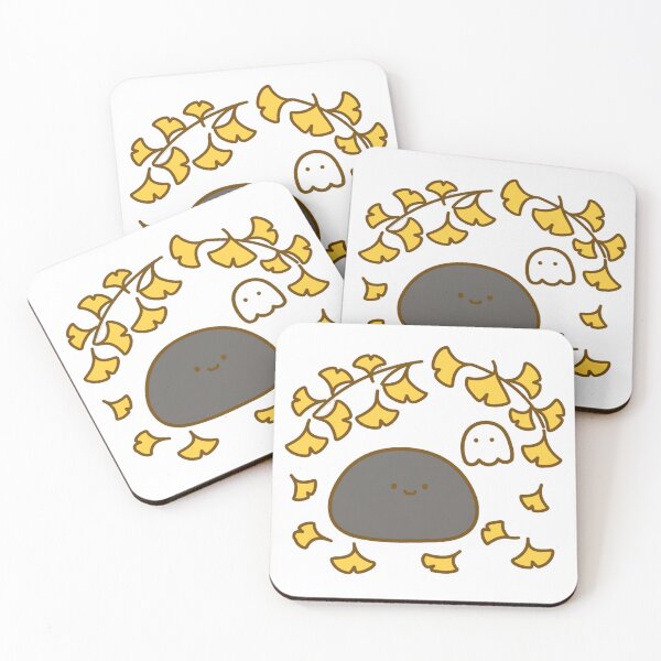 Item preview, Cute Black Cat Ghost Ginkgo Leaf Fall Kawaii Sticker designed and sold by xiaoxiaochibi.