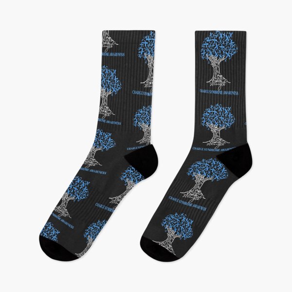 Item preview, CHARGE Syndrome Awareness Tree Blue Ribbon Typography designed and sold by BUNNIES-EL.
