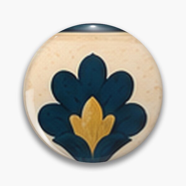 Item preview, Cream Folk Painted Crock with Navy Lid designed and sold by H. Doucette Studio.