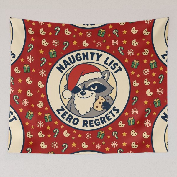 Item preview, Funny Raccoon Santa Naughty List Zero Regrets Christmas Gift designed and sold by mo-carnival.