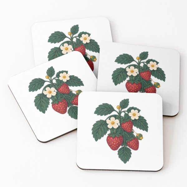 Item preview, Strawberries with White Blossoms and Leaves designed and sold by H. Doucette Studio.