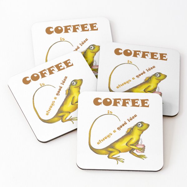 Item preview, Lizard Holding a Cup of Hot Coffee designed and sold by SchneckeHasiART.