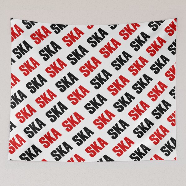 Item preview, Retro SKA Music Diagonal Typography Pattern – Black and red designed and sold by Britishdelights.