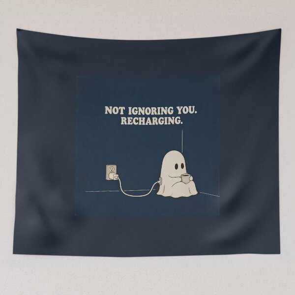 Item preview, Not Ignoring You Recharging Cute Ghost Introvert Graphic designed and sold by ManggaeJM.