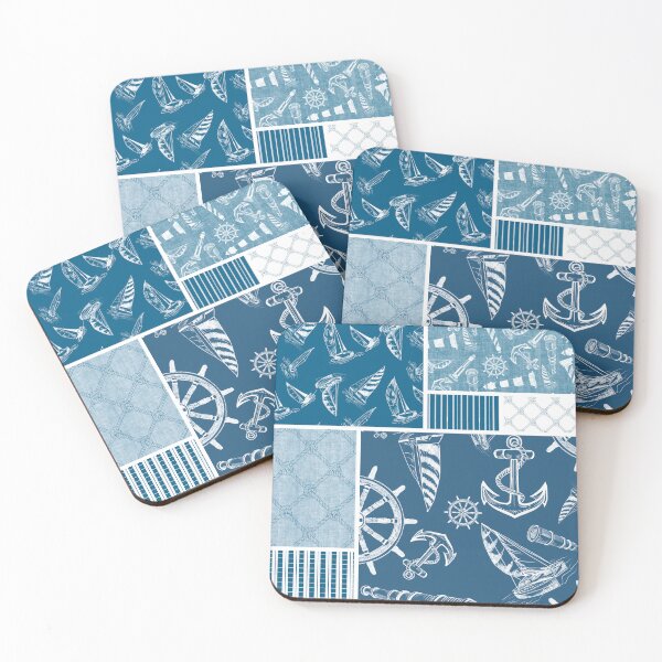 Item preview, Ocean Blue Quilt Design Nautical Charcoal Sketches Collection- Features Netting, Stripes, Nautical Items, and Lighthouse Designs designed and sold by PD-Coastal.