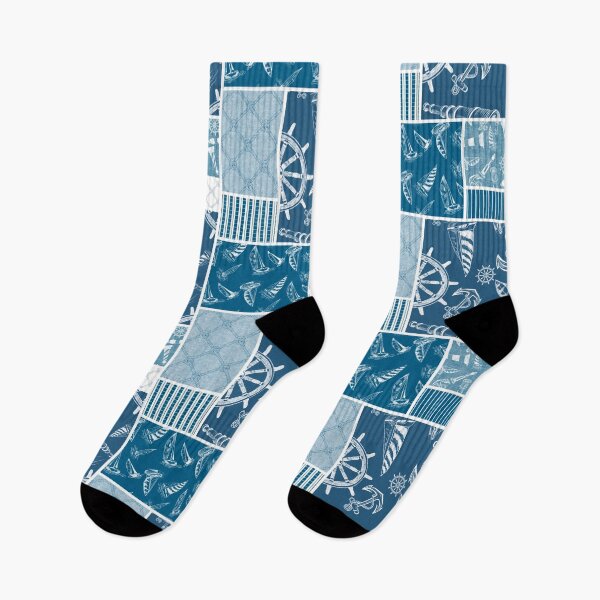 Item preview, Ocean Blue Quilt Design Nautical Charcoal Sketches Collection- Features Netting, Stripes, Nautical Items, and Lighthouse Designs designed and sold by PD-Coastal.