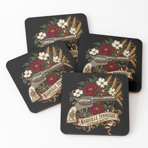 Item preview, Nashville Gilded Revolver with Crimson Flowers designed and sold by Fenay Designs.