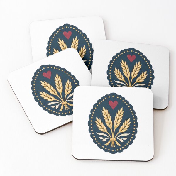 Item preview, Golden Wheat and Heart Folk Medallion designed and sold by H. Doucette Studio.