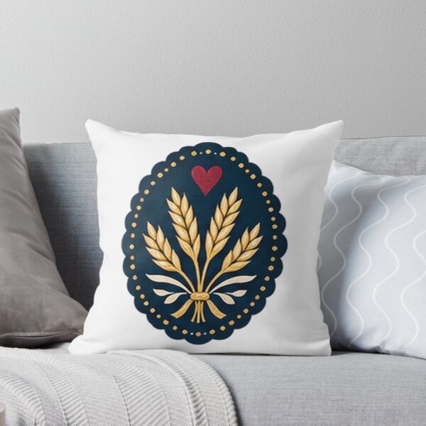 Item preview, Golden Wheat and Heart Folk Medallion designed and sold by H. Doucette Studio.