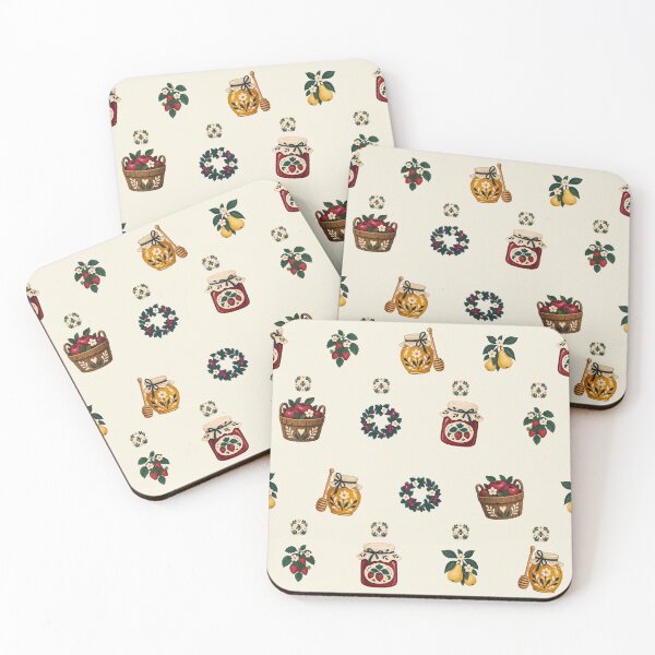 Item preview, Cream Kitchen Pattern with Jam, Honey and Strawberries designed and sold by H. Doucette Studio.