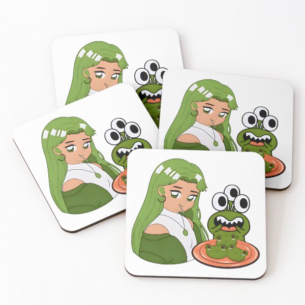 Item preview, Chica de pelo verde con un monstruo de tallo ocular designed and sold by patriciaed-ward.