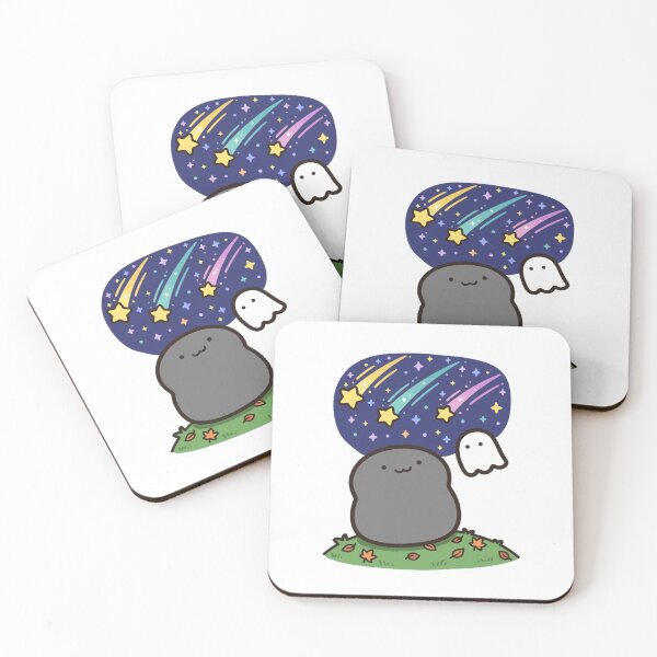 Item preview, Cute Black Cat Ghost Meteor Shower Fall Night Kawaii Sticker designed and sold by xiaoxiaochibi.