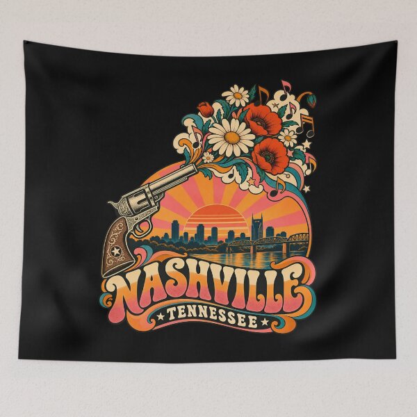 Item preview, Nashville Sunset Skyline and Flower Burst Revolver designed and sold by Fenay Designs.