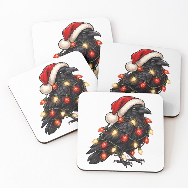 Item preview, Raven with Christmas Lights - Gothic Spooky Bird Xmas designed and sold by ItsArtisticLab.