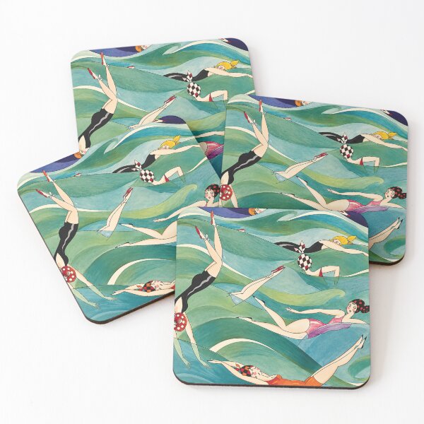 Item preview, Vintage Art Deco Swimming Wall Art, 1920s Bathing Beauties in Ocean Waves, Ann Harriet Fish Illustration designed and sold by RickE.