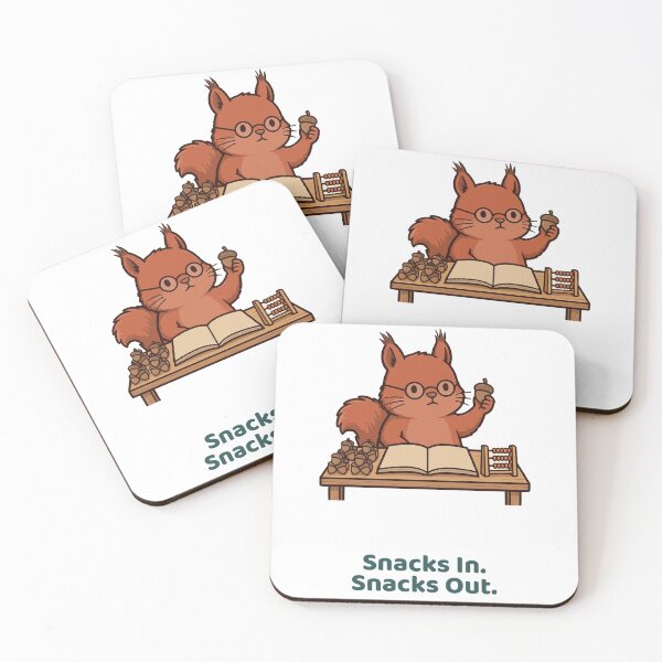 Item preview, Red Squirrel Accountant with Glasses Counting Acorns at a Desk, Funny Squirrel designed and sold by ElicitaDesign.