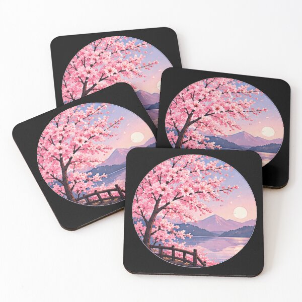 Item preview, Cherry Blossom Lake Landscape Round Painting designed and sold by Rehnair.