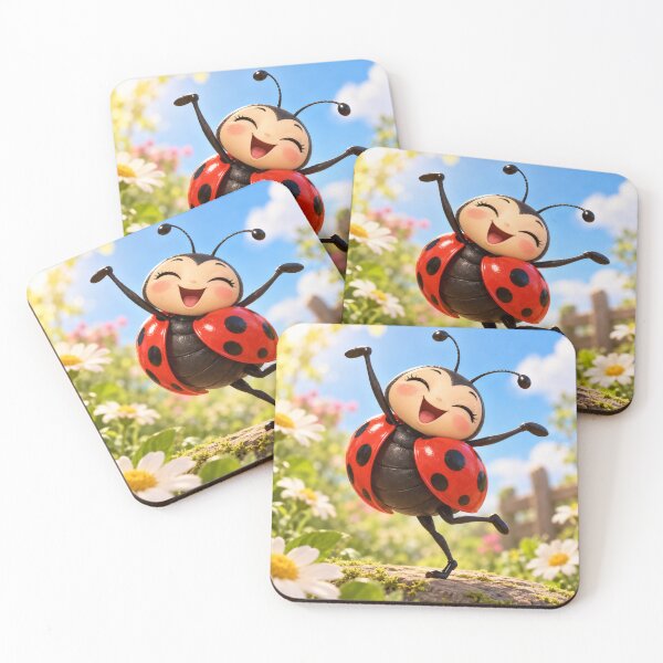 Item preview, Dancing ladybug in a flowery garden designed and sold by JOANNASKAH.