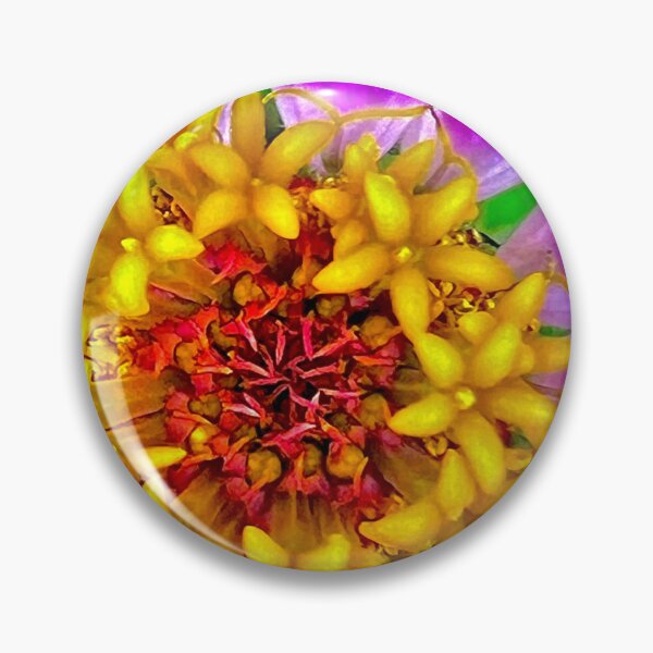 Item preview, Purple Zinnia Macro — Golden Star Florets in a Violet Bloom designed and sold by Pink Ribbon Flowers .