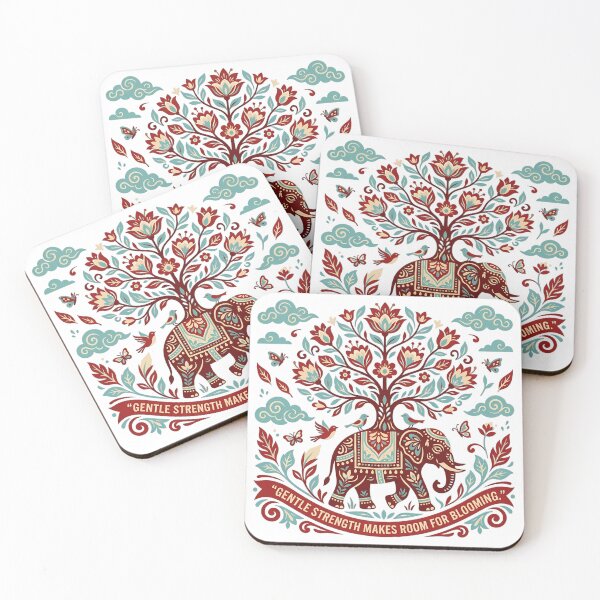 Item preview, Ornate Elephant Carrying Flowering Tree Folk Art Illustration designed and sold by SHOP-Corner.