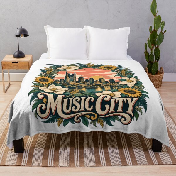 Item preview, Nashville Music City Sunset Floral Skyline designed and sold by Fenay Designs.