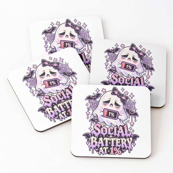 Item preview, Social Battery 1 Percent Cute Kawaii Ghost designed and sold by Win Hardy.